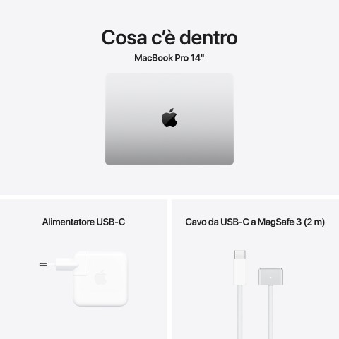 Apple MacBook Pro 14": Chip M4 con cpu 10 core e gpu 10 core, 512GB SSD - Argento