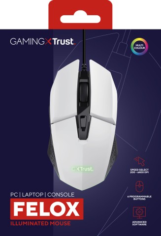 Trust GXT 109W Felox mouse Giocare Mano destra USB tipo A Ottico 6400 DPI