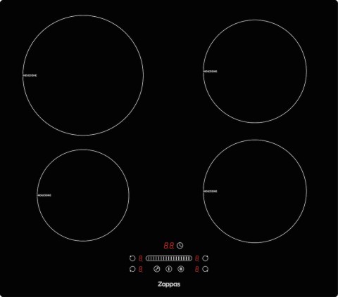 ZOPPAS P.COTTURA MZIHA6040 P.COTT.INDUZ.60CM 4ZONE TIMER NERO