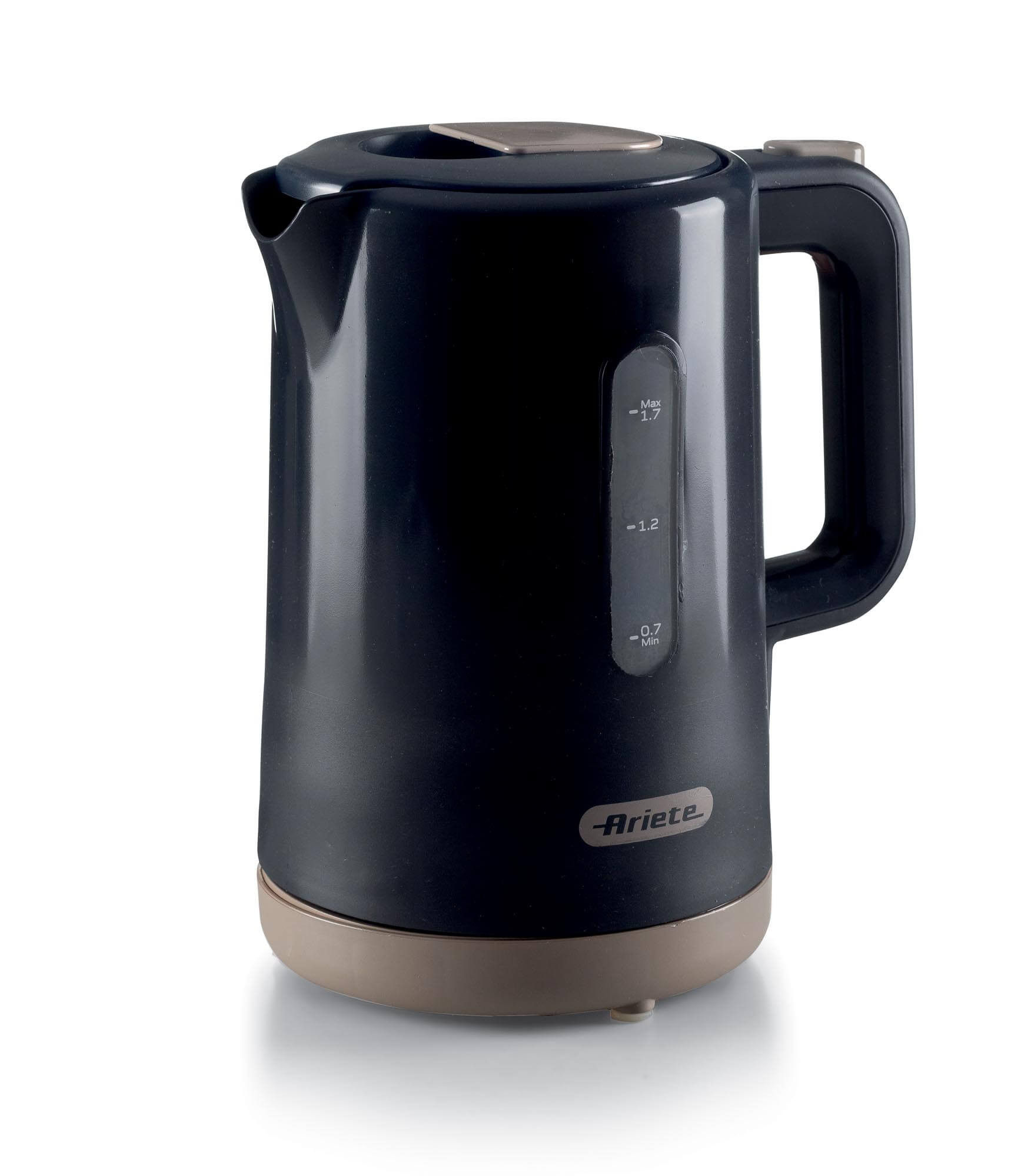 Ariete 2846 Bollitore Breakfast, 2200W, Capacità 1,7 L, Base Cordless 360°, Spegnimento automatico, Coperchio di sicurezza, Livello acqua visibile, Finitura lucida e opaca, Dark & Sahara Grey