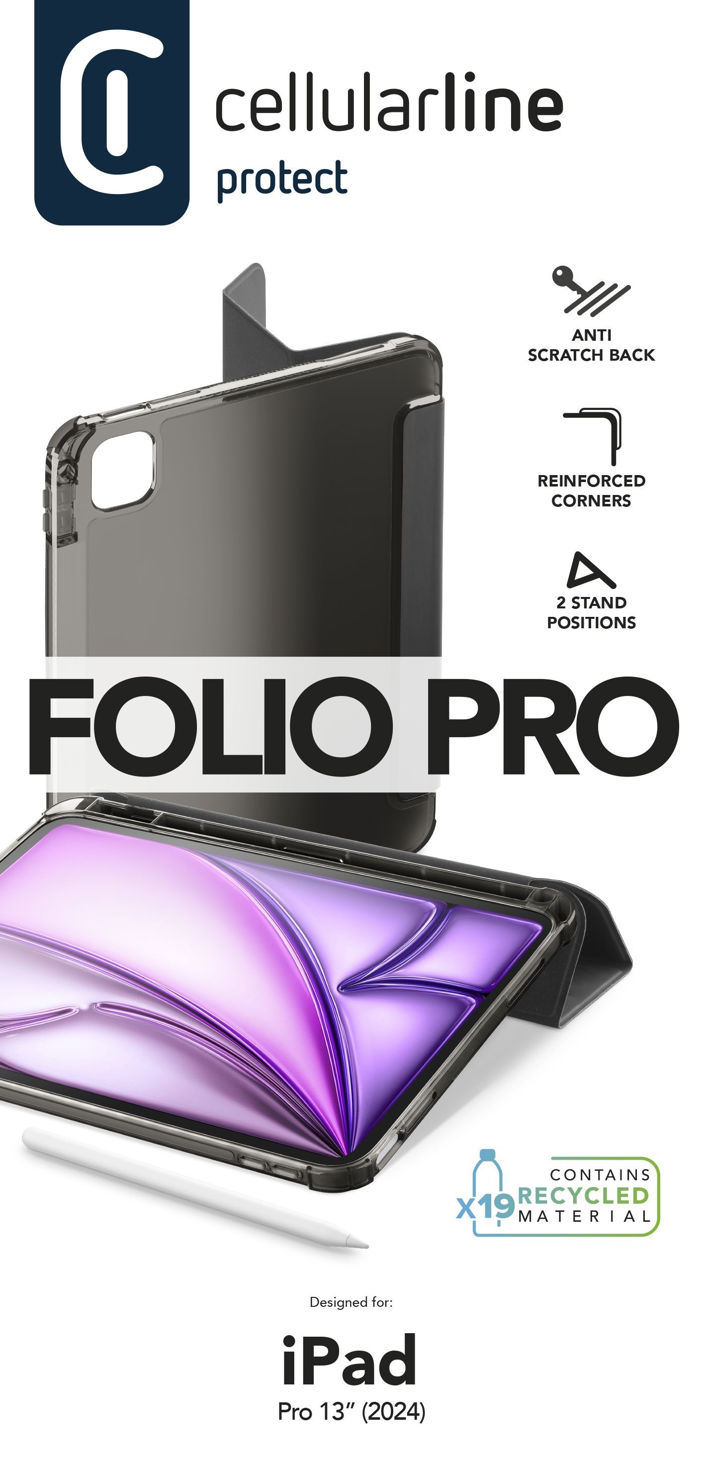 Cellularline Folio - iPad Pro 12.9" Custodia per tablet con funzione stand